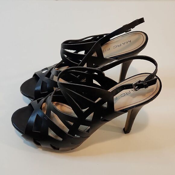 Marc Fisher Stappy Open Toe Heels Black Women's Sz 8M NICE! - Picture 3 of 15
